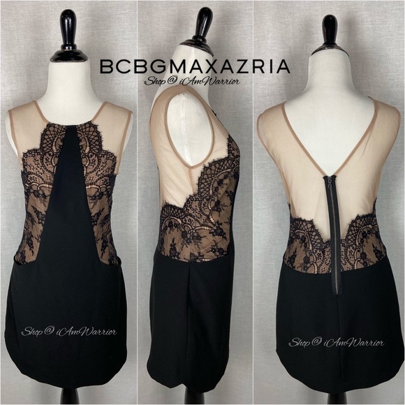 BCBGMaxAzria NWT lace illusion little black dress w/ pockets *shop@iamwarrior - Picture 6 of 14